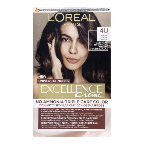 L'Oréal Paris Excellence Creme Triple Protection 48 ml farba na vlasy pre ženy 4U Brown na všetky typy vlasov; na farbené vlasy