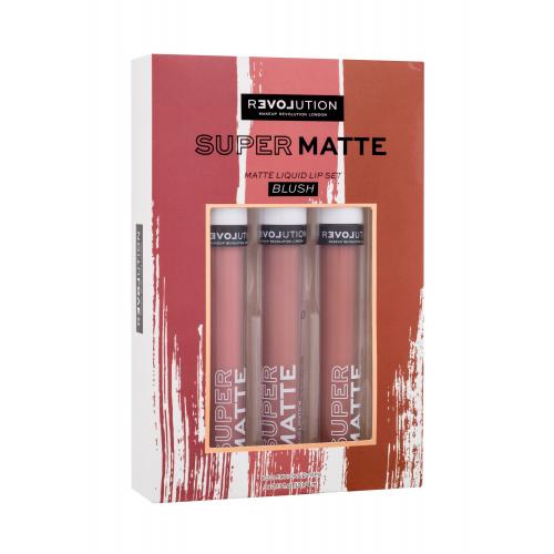 Revolution Relove Super Matte darčeková kazeta pre ženy rúž Super Matte 3 x 4 ml Blush
