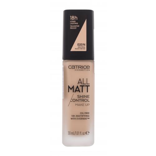 Catrice All Matt 30 ml make-up pre ženy 020 N Neutral Nude Beige na mastnú pleť; na problematickú pleť s akné