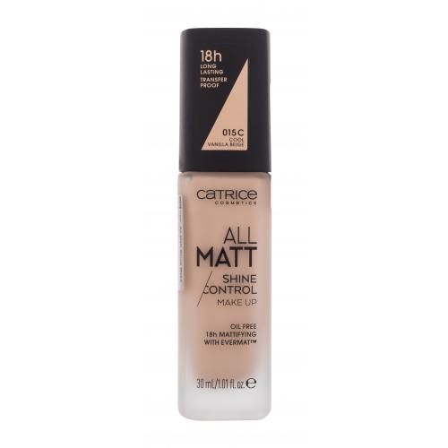 Catrice All Matt 30 ml make-up pre ženy 015 C Cool Vanilla Beige na mastnú pleť; na problematickú pleť s akné