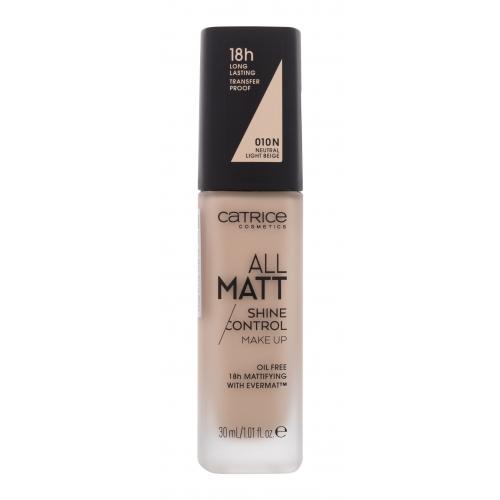 Catrice All Matt 30 ml make-up pre ženy 010 N Neutral Light Beige na mastnú pleť; na problematickú pleť s akné