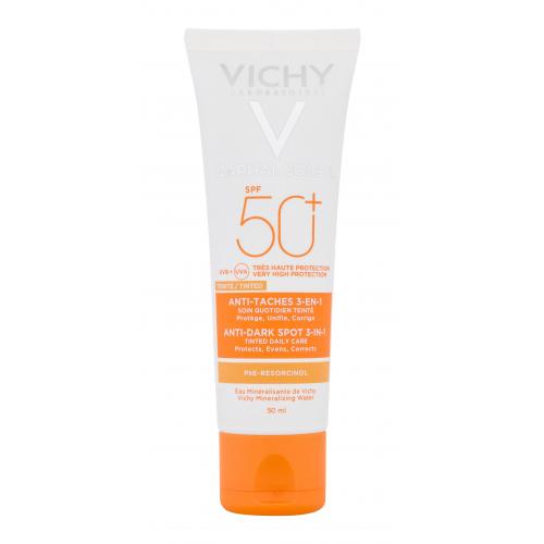 Vichy Capital Soleil Anti-Dark Spot 3-in-1 SPF50+ 50 ml denný pleťový krém pre ženy na veľmi suchú pleť; na pigmentové škvrny