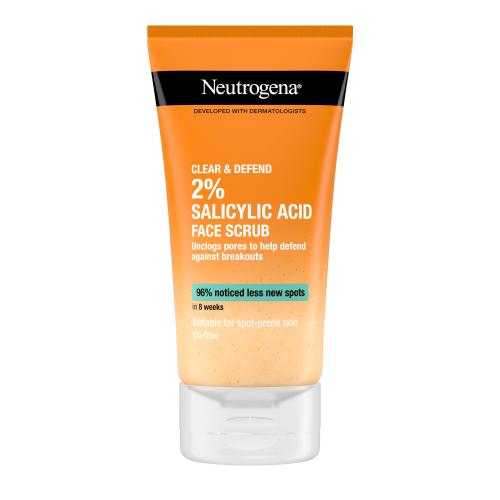 Neutrogena Clear & Defend Facial Scrub 150 ml peeling unisex na veľmi suchú pleť; na problematickú pleť s akné