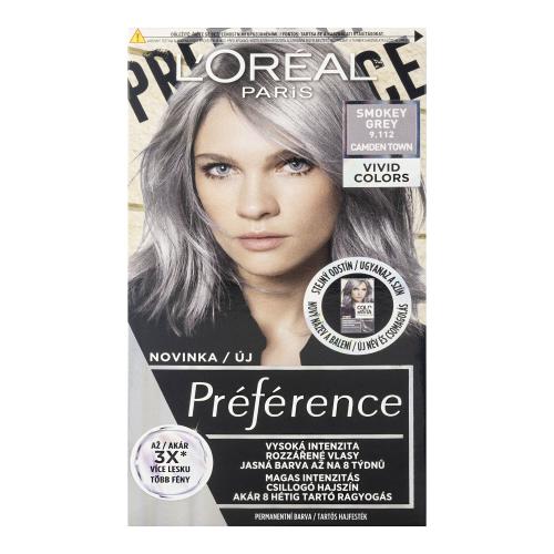 L'Oréal Paris Préférence Vivid Colors 60 ml farba na vlasy pre ženy 9,112 Smokey Grey na všetky typy vlasov; na farbené vlasy