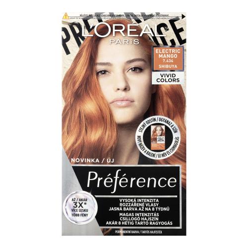 L'Oréal Paris Préférence Vivid Colors 60 ml farba na vlasy pre ženy 7,434 Electric Mango na všetky typy vlasov; na farbené vlasy