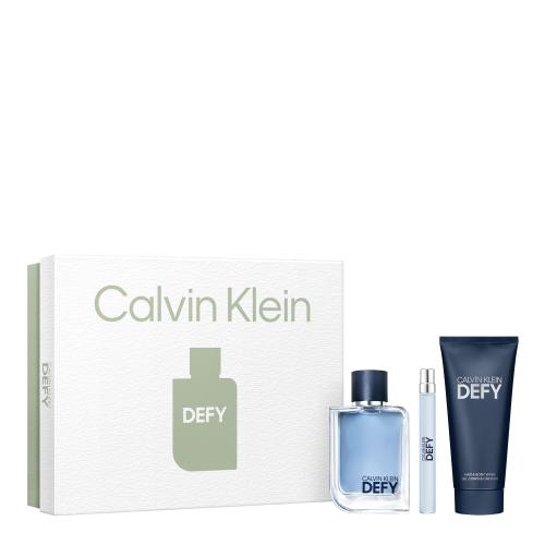 Calvin Klein Defy darčeková kazeta toaletná voda 100 ml + toaletná voda 10 ml + sprchovací gél 100 ml pre mužov