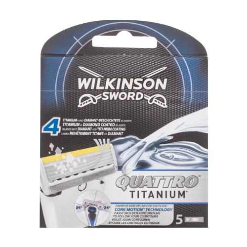 Wilkinson Sword Quattro Titanium náhradné ostrie náhradná britva 5 ks pre mužov