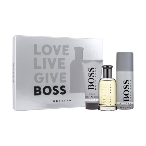 HUGO BOSS Boss Bottled darčeková kazeta pre mužov toaletná voda 100 ml + sprchovací gél 100 ml + dezodorant 150 ml