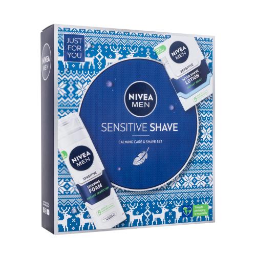 Nivea Men Sensitive Shave darčeková kazeta pre mužov voda po holení Men Sensitive 100 ml + pena na holenie Men Sensitive 200 ml