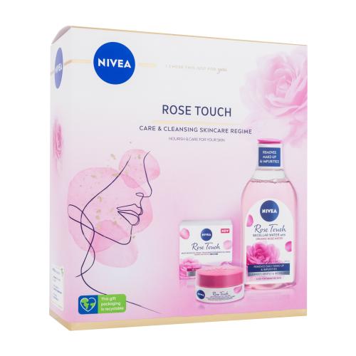 Nivea Rose Touch Care & Cleansing Skincare Regime darčeková kazeta denný pleťový gél-krém Rose Touch 50 ml + micelárna voda Rose Touch 400 ml