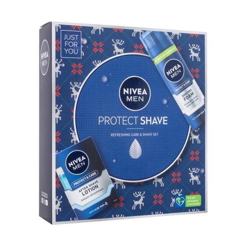 Nivea Men Protect Shave darčeková kazeta pre mužov voda po holení Men Protect & Care 100 ml + pena na holenie Men Protect & Care 200 ml