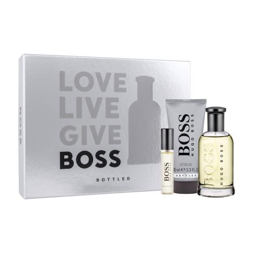 HUGO BOSS Boss Bottled darčeková kazeta pre mužov toaletná voda 100 ml + sprchovací gél 100 ml + toaletná voda 10 ml