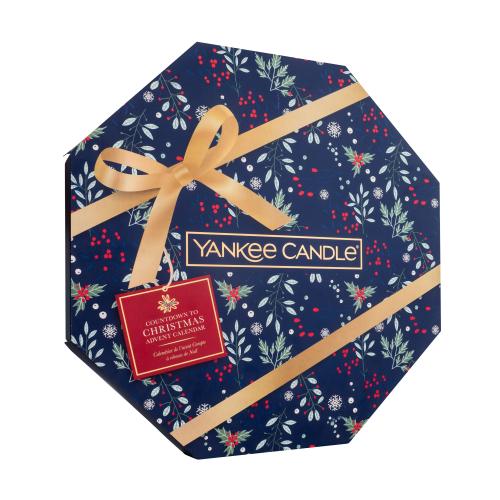 Yankee Candle Christmas Collection Christmas Advent Calendar darčeková kazeta čajová sviečka 24 x 9,8 g + svietnik na čajovú sviečku