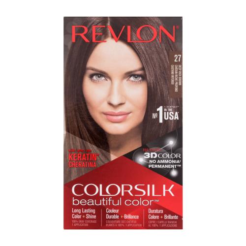 Revlon Colorsilk Beautiful Color farba na vlasy pre ženy farba na vlasy Colorsilk Beautiful Color 59,1 ml + vyvíjač 59,1 ml + kondicionér 11,8 ml + rukavice 27 Deep Rich Brown