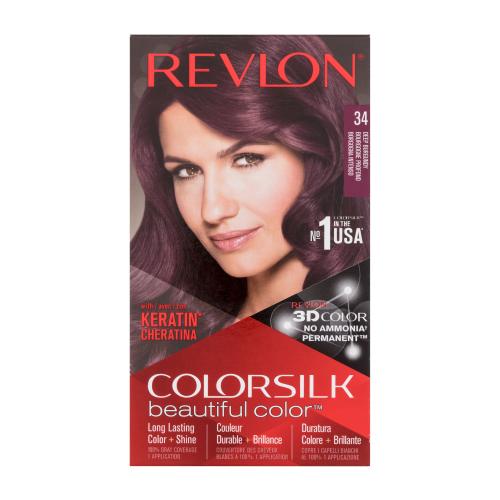 Revlon Colorsilk Beautiful Color farba na vlasy pre ženy farba na vlasy Colorsilk Beautiful Color 59,1 ml + vyvíjač 59,1 ml + kondicionér 11,8 ml + rukavice 34 Deep Burgundy