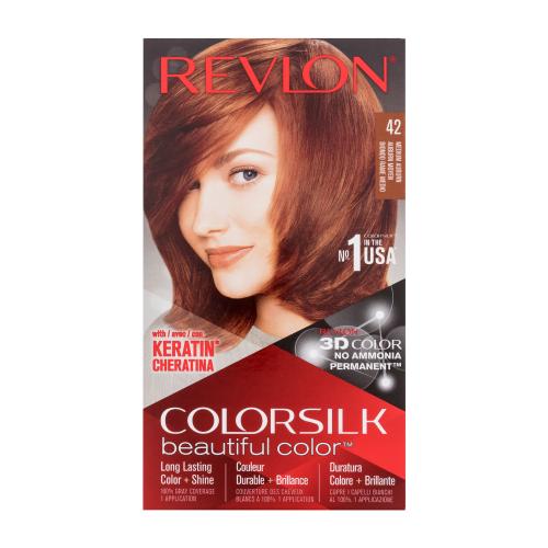 Revlon Colorsilk Beautiful Color farba na vlasy pre ženy farba na vlasy Colorsilk Beautiful Color 59,1 ml + vyvíjač 59,1 ml + kondicionér 11,8 ml + rukavice 42 Medium Auburn