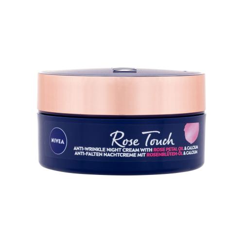 Nivea Rose Touch Anti-Wrinkle Night Cream 50 ml nočný pleťový krém pre ženy proti vráskam; spevnenie a lifting pleti
