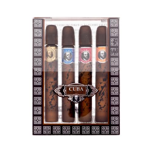 Cuba Set Miniatures darčeková kazeta toaletná voda Gold 5 ml + toaletná voda Blue 5 ml + toaletná voda Orange 5 ml + toaletná voda Red 5 ml pre mužov