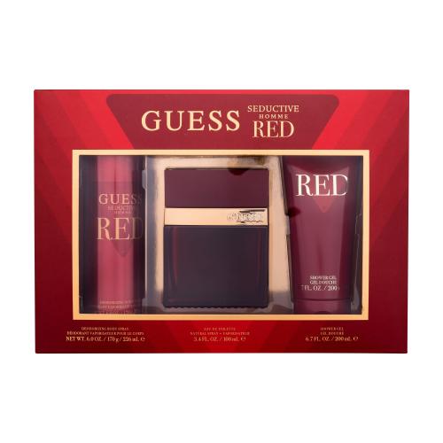 GUESS Seductive Homme Red darčeková kazeta toaletná voda 100 ml + dezodorant 226 ml + sprchovací gél 200 ml pre mužov poškodená krabička