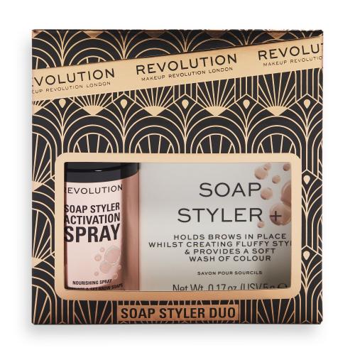 Makeup Revolution London Soap Styler+ Duo darčeková kazeta mydlo na obočie Soap Styler 5 g + sprej na obočie Soap Styler Brow Activation Spray 50 ml W