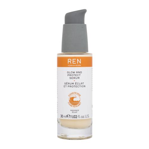 REN Clean Skincare Radiance Glow And Protect Serum 30 ml pleťové sérum pre ženy na rozjasnenie pleti; na unavenú pleť