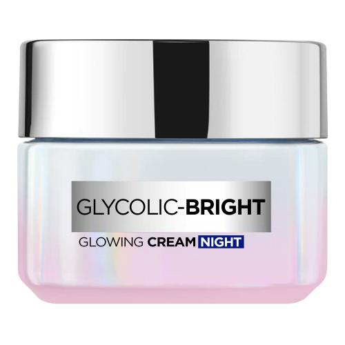 L'Oréal Paris Glycolic-Bright Glowing Cream Night 50 ml nočný pleťový krém pre ženy na pigmentové škvrny; na rozjasnenie pleti