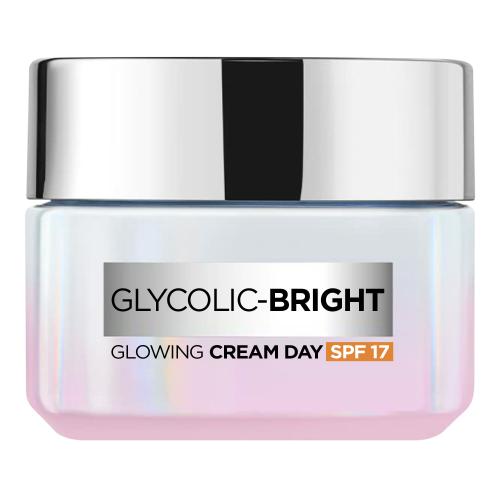L'Oréal Paris Glycolic-Bright Glowing Cream Day SPF17 50 ml denný pleťový krém pre ženy na pigmentové škvrny; na rozjasnenie pleti
