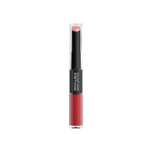 L’Oréal Paris Infallible 24H dlhotrvajúci rúž a lesk na pery 2 v 1 odtieň 501 Timeless Red 5,7 g