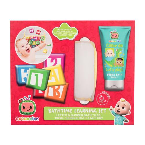 Cocomelon Bathtime Learning Set darčeková kazeta pena do kúpeľa 100 ml + kocky + sieťka na kocky pre deti poškodená krabička