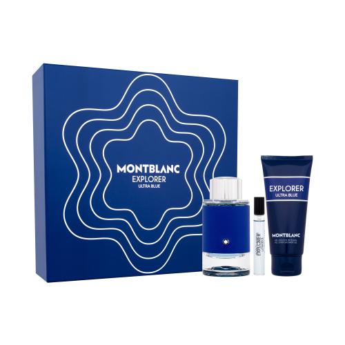 Montblanc Explorer Ultra Blue darčeková kazeta parfumovaná voda 100 ml + parfumovaná voda 7,5 ml + sprchovací gél 100 ml pre mužov
