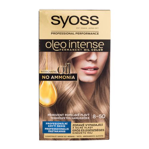 Syoss Oleo Intense Permanent Oil Color 50 ml farba na vlasy pre ženy poškodená krabička 8-50 Natural Ashy Blond na farbené vlasy; na blond vlasy