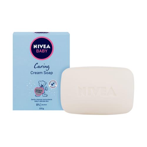 Nivea Baby Caring Cream Soap 100 g tuhé mydlo pre deti poškodená krabička
