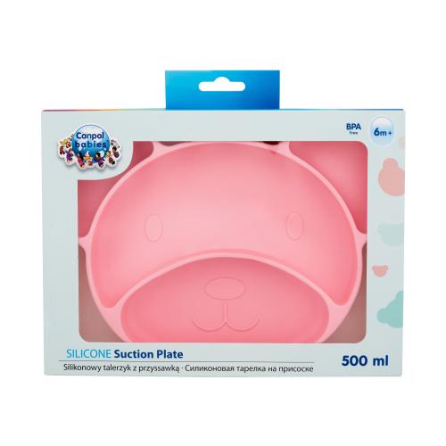 Canpol babies Silicone Suction Plate Pink 500 ml riad pre deti