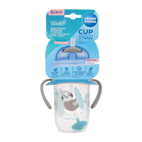 canpol babies Exotic Animals Cup With Straw hrnček s rúrkou Gray 270 ml