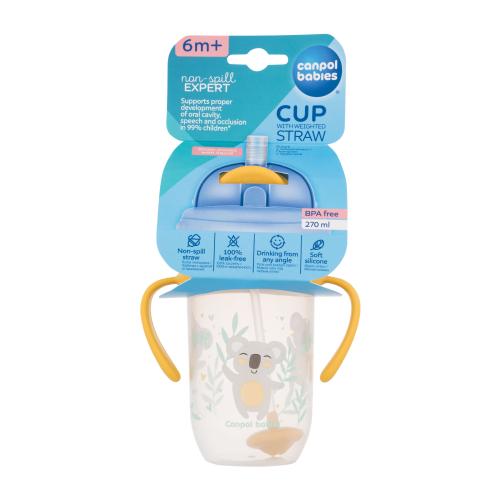 Canpol babies Exotic Animals Cup With Straw hrnček s rúrkou Yellow 270 ml