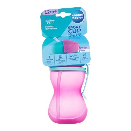 Canpol babies Active Cup Sport Cup With Flip-Top Straw Pink 370 ml šálka pre deti