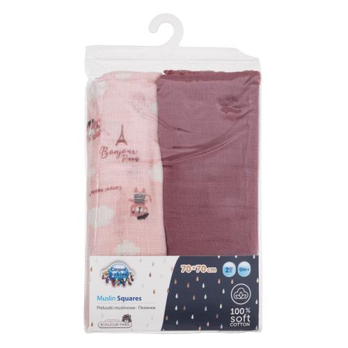 Canpol babies Bonjour Paris Muslin Squares Diapers Pink 2 ks látková plienka pre deti