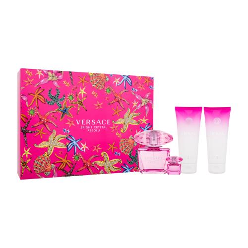 Versace Bright Crystal Absolu darčeková kazeta pre ženy parfumovaná voda 90 ml + sprchovací gél 100 ml + parfumovaná voda 5 ml + telové mlieko 100 ml