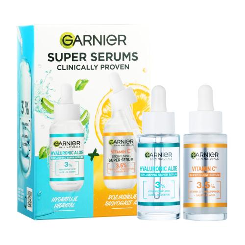 Garnier Skin Naturals Super Serums darčeková kazeta pleťové sérum Skin Naturals Vitamin C 30 ml + pleťové sérum Skin Naturals Hyaluronic Aloe 30 ml