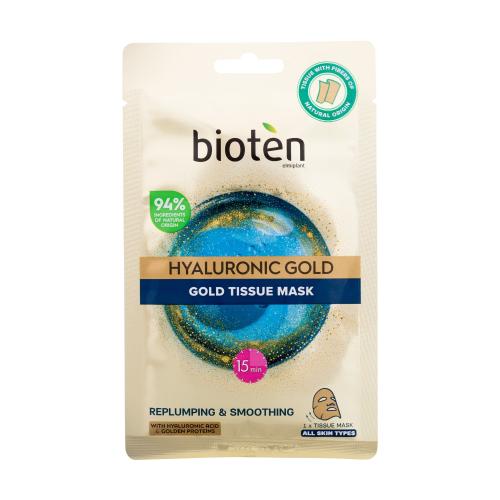 Bioten Hyaluronic Gold Tissue Mask 25 ml pleťová maska pre ženy na veľmi suchú pleť; proti vráskam; na rozjasnenie pleti; na dehydratovanu pleť