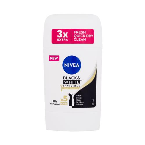 Nivea Black & White Invisible Silky Smooth 48h 50 ml antiperspirant pre ženy deostick
