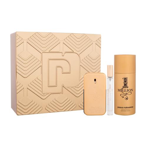 Paco Rabanne 1 Million darčeková kazeta toaletná voda 50 ml + dezodorant 150 ml + toaletná voda 10 ml pre mužov poškodená krabička