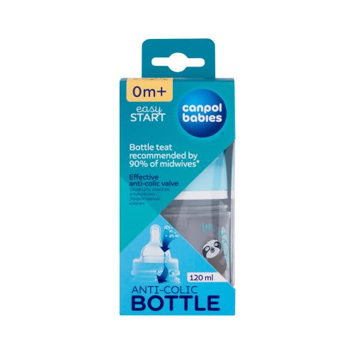 Canpol babies Exotic Animals Easy Start Anti-Colic Bottle Blue 0m+ 120 ml dojčenská fľaša pre deti