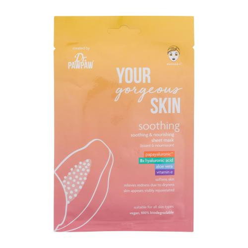 Dr. PAWPAW Your Gorgeous Skin Soothing Sheet Mask 25 ml pleťová maska výživa a regenerácia pleti; na dehydratovanu pleť; na citlivú a podráždenú pleť