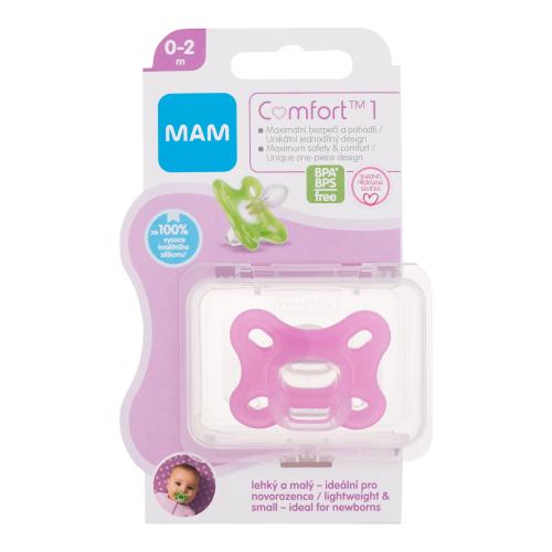 MAM Comfort 1 Silicone Pacifier 0-2m Pink 1 ks cumlík pre deti