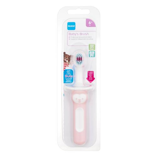 MAM Baby´s Brush 6m+ Pink 1 ks zubná kefka pre deti