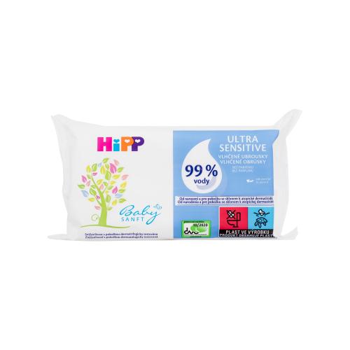 Hipp Babysanft Ultra Sensitive vlhčené čistiace obrúsky pre deti bez parfumácie 52 ks