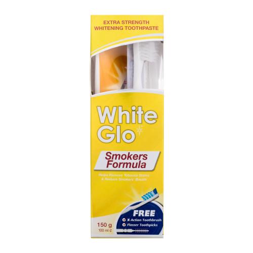 White Glo Smokers Formula zubná pasta zubná pasta 100 ml + kefka na zuby 1 ks + medzizubná kefka 8 ks unisex