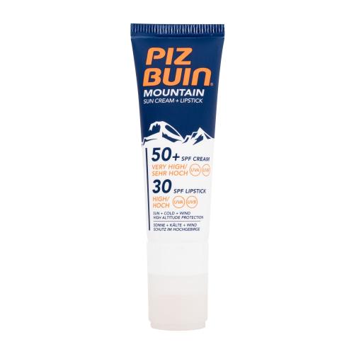 PIZ BUIN Mountain Sun Cream + Lipstick SPF50+ 22,3 ml opaľovací prípravok na tvár unisex na dehydratovanu pleť