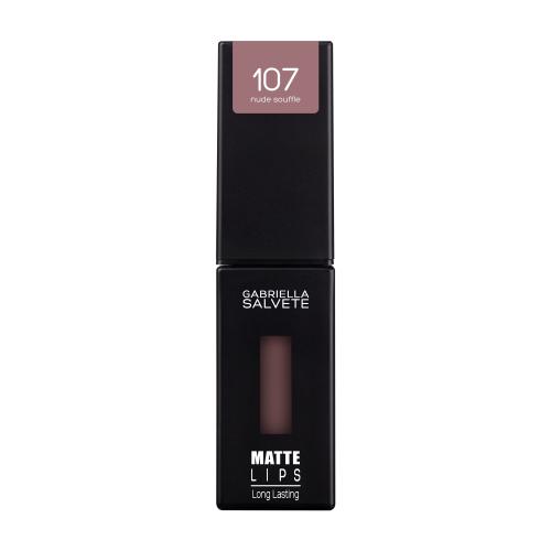 Gabriella Salvete Matte Lips dlhotrvajúci tekutý rúž s matným efektom odtieň 107 Nude Souffle 4,5 ml